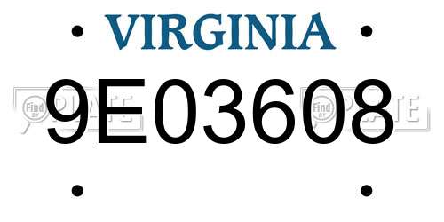 9E03608 Virginia License Plate