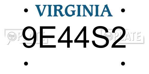 9E44S2 Virginia License Plate