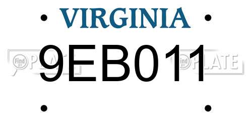 9EB011 Virginia License Plate