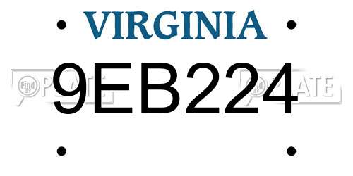 9EB224 Virginia License Plate