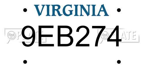 9EB274 Virginia License Plate