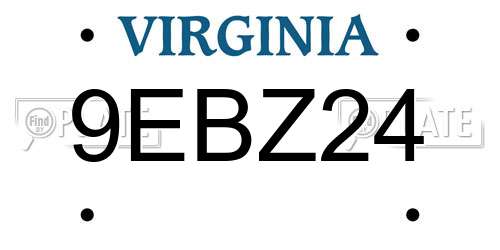 9EBZ24 Virginia License Plate