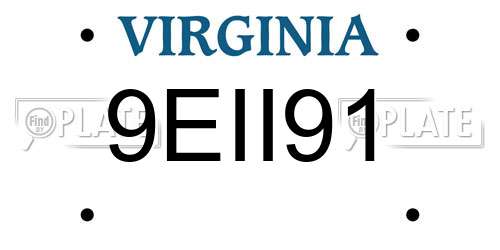 9EII91 Virginia License Plate