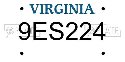 9ES224 Virginia License Plate