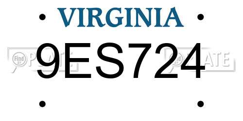 9ES724 Virginia License Plate