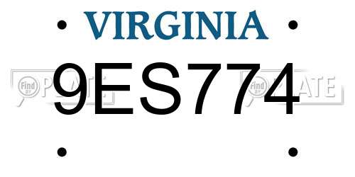 9ES774 Virginia License Plate