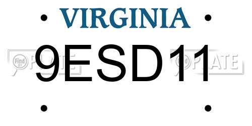 9ESD11 Virginia License Plate