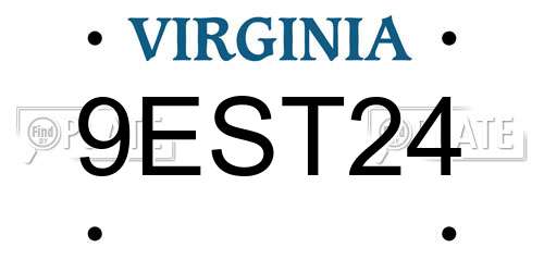 9EST24 Virginia License Plate
