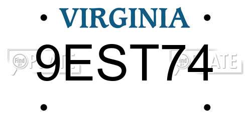 9EST74 Virginia License Plate