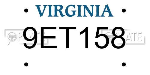 9ET158 Virginia License Plate