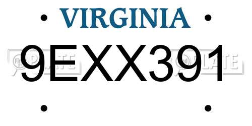 9EXX391 Virginia License Plate
