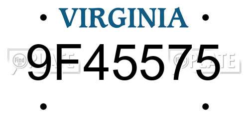 9F45575 Virginia License Plate