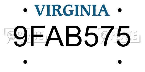 9FAB575 Virginia License Plate
