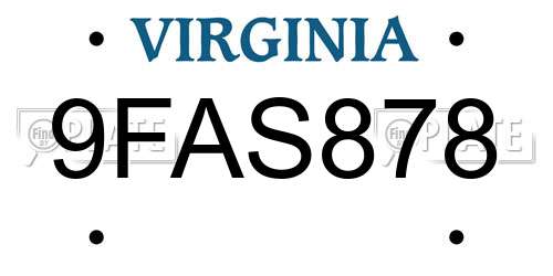 9FAS878 Virginia License Plate