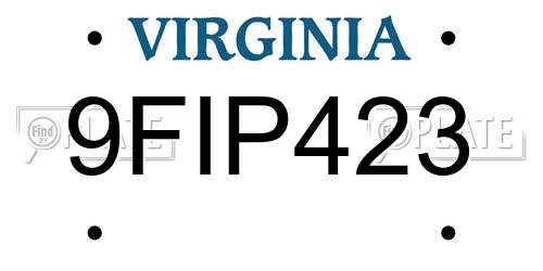 9FIP423 Virginia License Plate