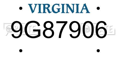 9G87906 Virginia License Plate