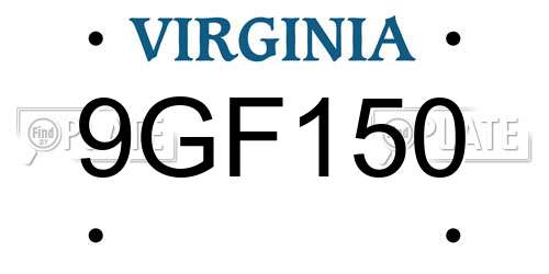 9GF150 Virginia License Plate
