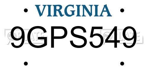 9GPS549 Virginia License Plate