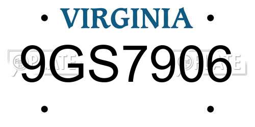 9GS7906 Virginia License Plate