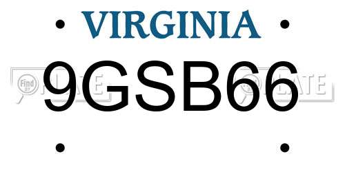 9GSB66 Virginia License Plate