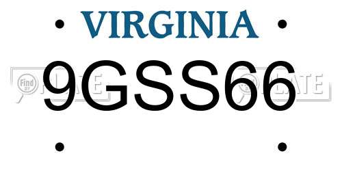 9GSS66 Virginia License Plate