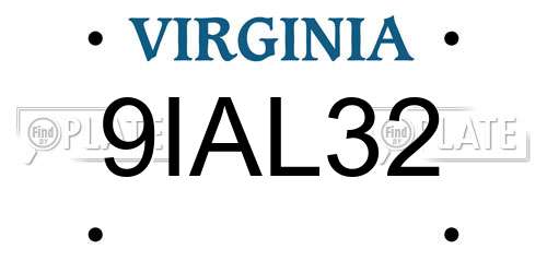 9IAL32 Virginia License Plate