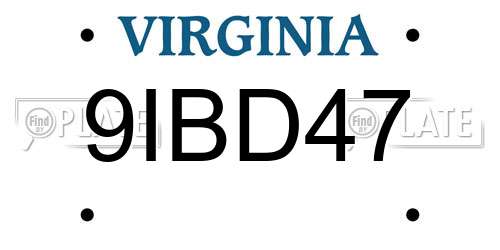 9IBD47 Virginia License Plate
