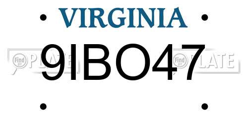 9IBO47 Virginia License Plate