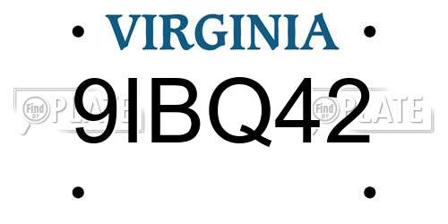 9IBQ42 Virginia License Plate