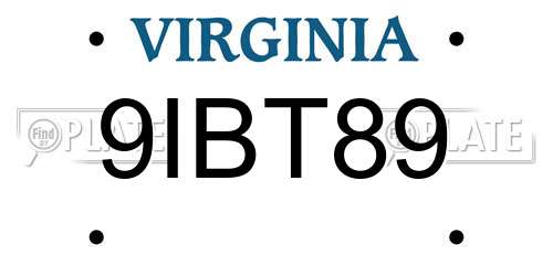 9IBT89 Virginia License Plate