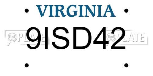 9ISD42 Virginia License Plate