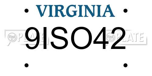 9ISO42 Virginia License Plate