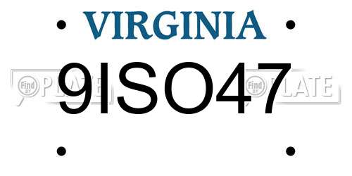 9ISO47 Virginia License Plate