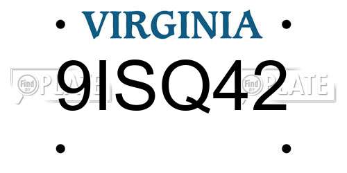 9ISQ42 Virginia License Plate