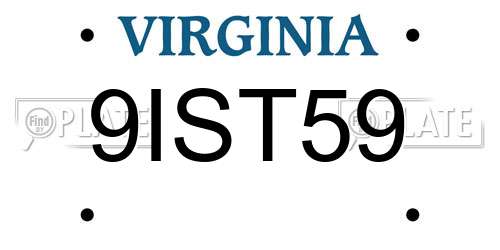 9IST59 Virginia License Plate