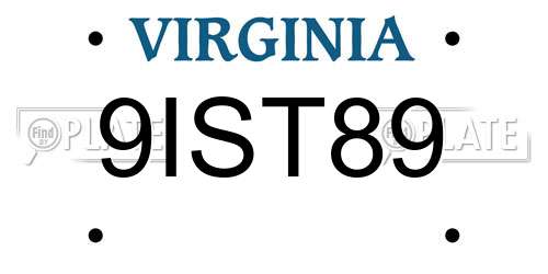 9IST89 Virginia License Plate
