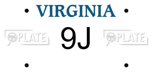 9J Virginia License Plate