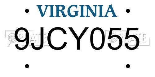 9JCY055 Virginia License Plate