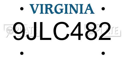 9JLC482 Virginia License Plate