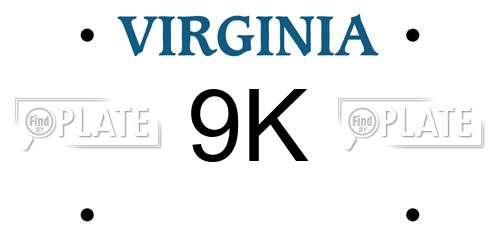 9K Virginia License Plate