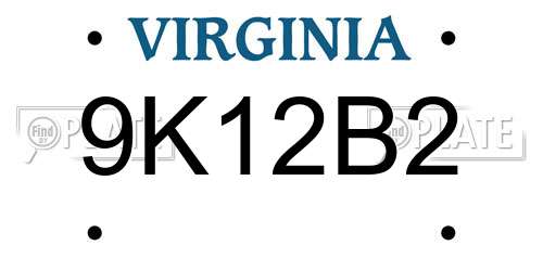9K12B2 Virginia License Plate