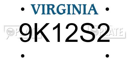 9K12S2 Virginia License Plate