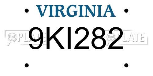 9KI282 Virginia License Plate