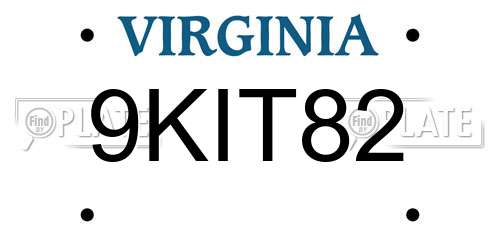 9KIT82 Virginia License Plate