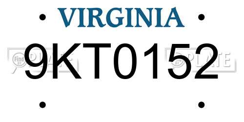 9KT0152 Virginia License Plate