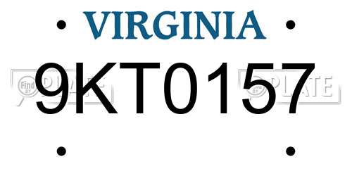 9KT0157 Virginia License Plate