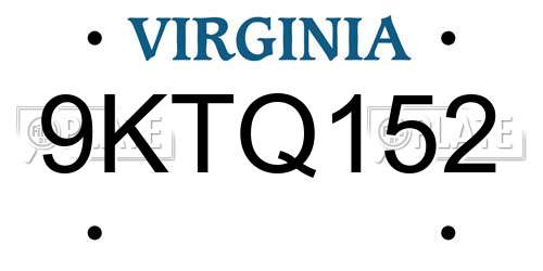 9KTQ152 Virginia License Plate