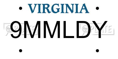 9MMLDY Virginia License Plate