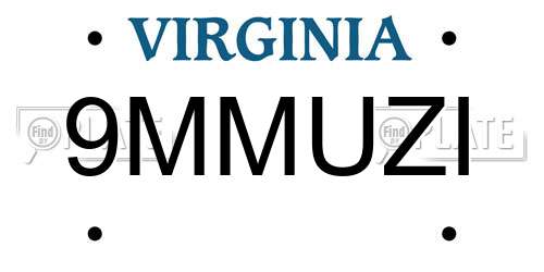 9MMUZI Virginia License Plate