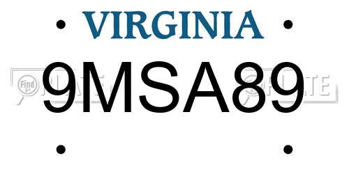 9MSA89 Virginia License Plate